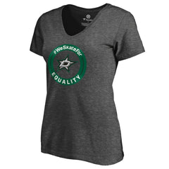 Dallas Stars - Women's #WeSkateFor V-Neck T-Shirt Heather Gray