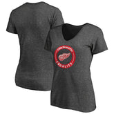 Detroit Red Wings - Women's #WeSkateFor V-Neck T-Shirt Heather Gray