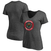 Minnesota Wild - Women's #WeSkateFor V-Neck T-Shirt Heather Gray