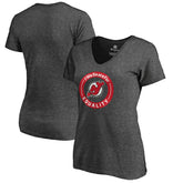 New Jersey Devils - Women's #WeSkateFor V-Neck T-Shirt Heather Gray