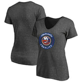 New York Islanders - Women's #WeSkateFor V-Neck T-Shirt Heather Gray