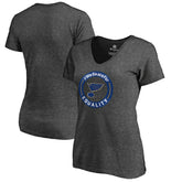 St. Louis Blues - Women's #WeSkateFor V-Neck T-Shirt Heather Gray