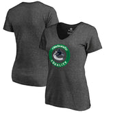 Vancouver Canucks - Women's #WeSkateFor V-Neck T-Shirt Heather Gray
