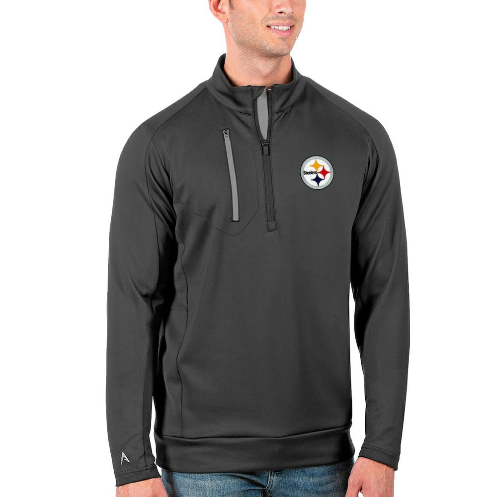 Pittsburgh Steelers Antigua Generation Quarter-Zip Pullover Jacket Charcoal/Silver - NFL