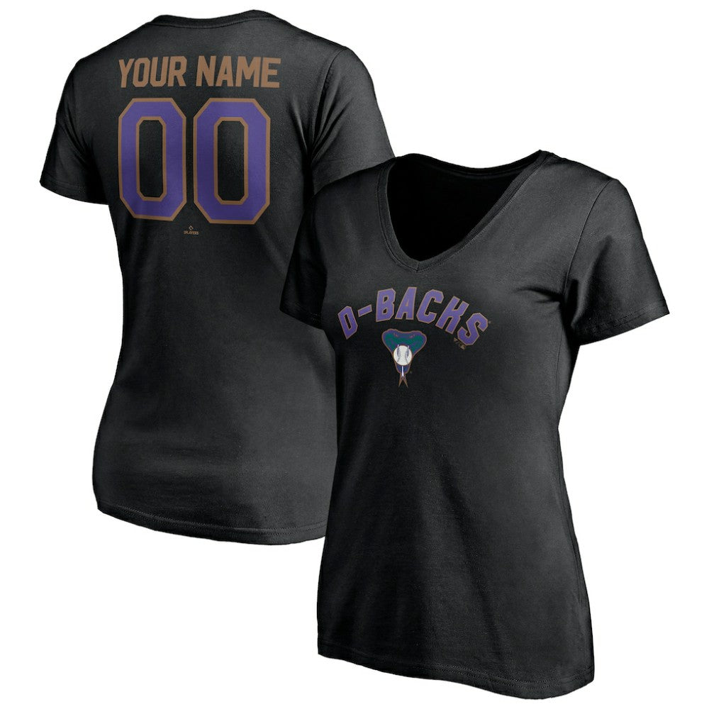 Arizona Diamondbacks Women's Cooperstown Winning Streak Personalized Name & Number V-Neck T-Shirt Clearance