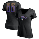 Arizona Diamondbacks Women's Cooperstown Winning Streak Personalized Name & Number V-Neck T-Shirt Clearance