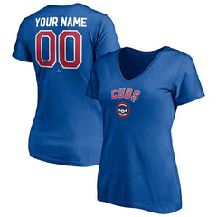 Chicago Cubs Women's Cooperstown Winning Streak Personalized Name & Number V-Neck T-Shirt On Sale