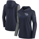 Tennessee Titans Women's Chevron Hoodie Performance Long Sleeve T-Shirt Navy/Heathered Charcoal - Nike