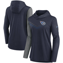 Tennessee Titans Women's Chevron Hoodie Performance Long Sleeve T-Shirt Navy/Heathered Charcoal - Nike