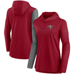Tampa Bay Buccaneers Women's Chevron Hoodie Performance Long Sleeve T-Shirt Red/Heathered Charcoal - Nike