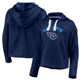 Tennessee Titans Women's Historic Logo Sport Resort Vintage Arc Cropped Raw Edge Pullover Hoodie Heathered Navy - Fanatics