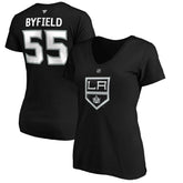 Quinton Byfield Los Angeles Kings - Fanatics Women's Authentic Stack Name & Number V-Neck T-Shirt Black