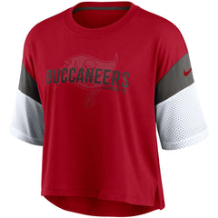 Tampa Bay Buccaneers Women's Nickname Tri-Blend Performance Crop Top Red/White - Nike