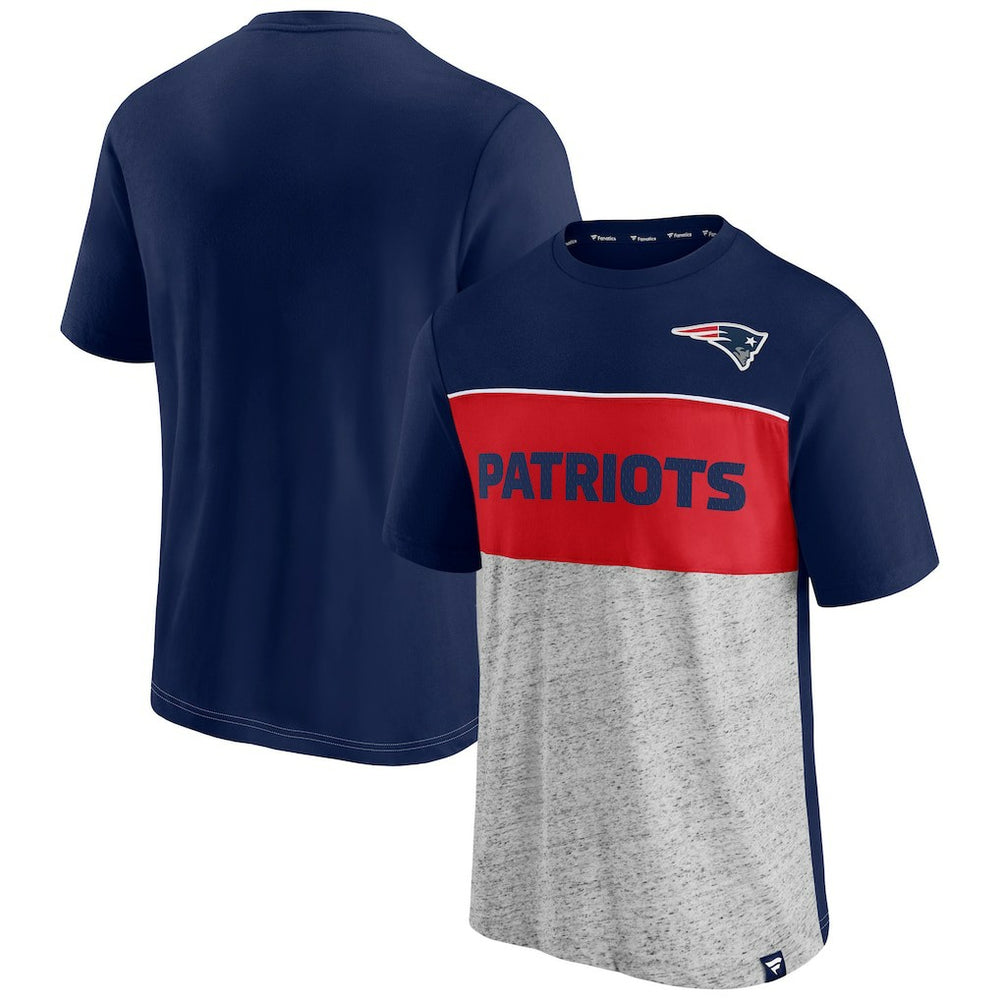 New England Patriots Colorblock T-Shirt Navy/Heathered Gray - Fanatics