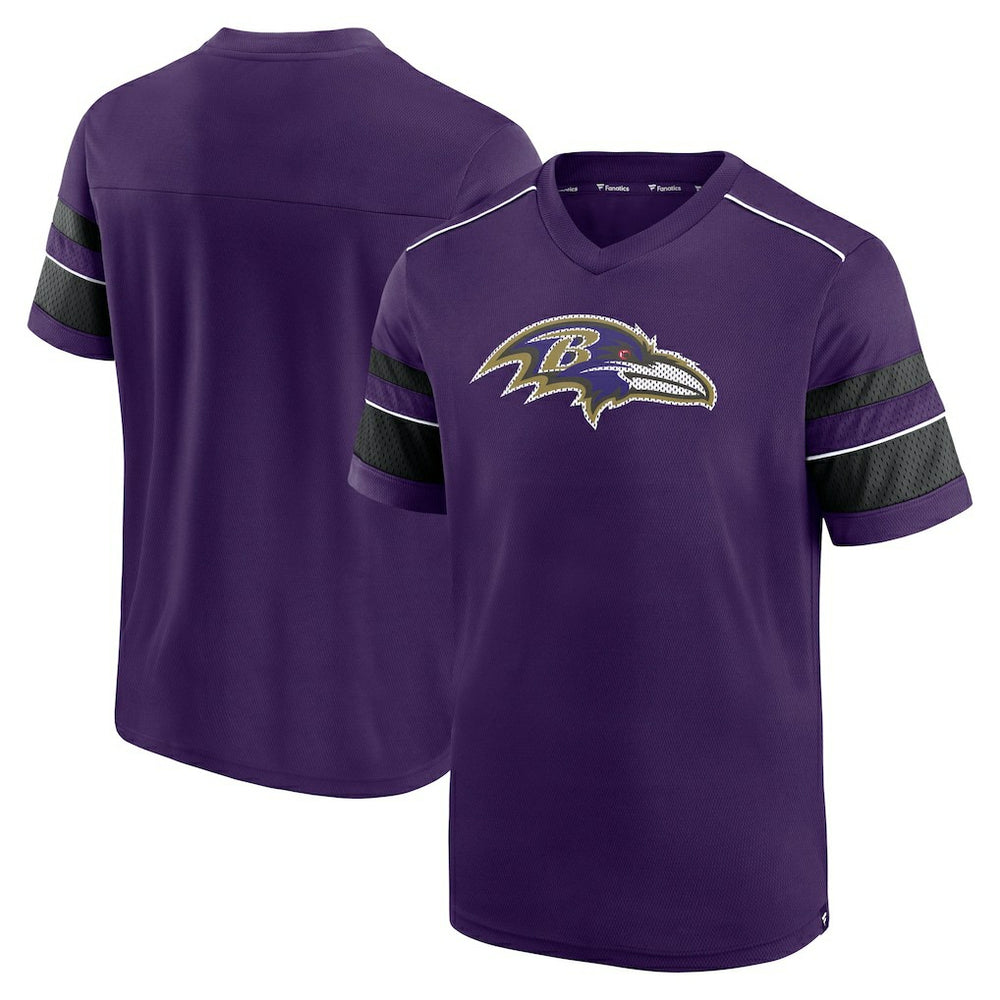Baltimore Ravens Textured Hashmark V-Neck T-Shirt Purple - Fanatics