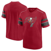 Tampa Bay Buccaneers Textured Hashmark V-Neck T-Shirt Red - Fanatics