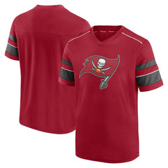 Tampa Bay Buccaneers Textured Hashmark V-Neck T-Shirt Red - Fanatics