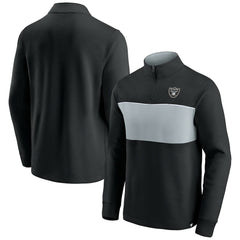 Las Vegas Raiders Block Party Quarter-Zip Jacket Black/Silver - Fanatics