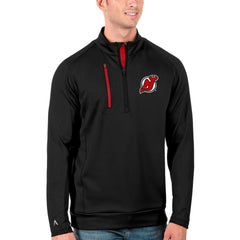 New Jersey Devils - Antigua Generation Quarter-Zip Pullover Jacket Black/Red