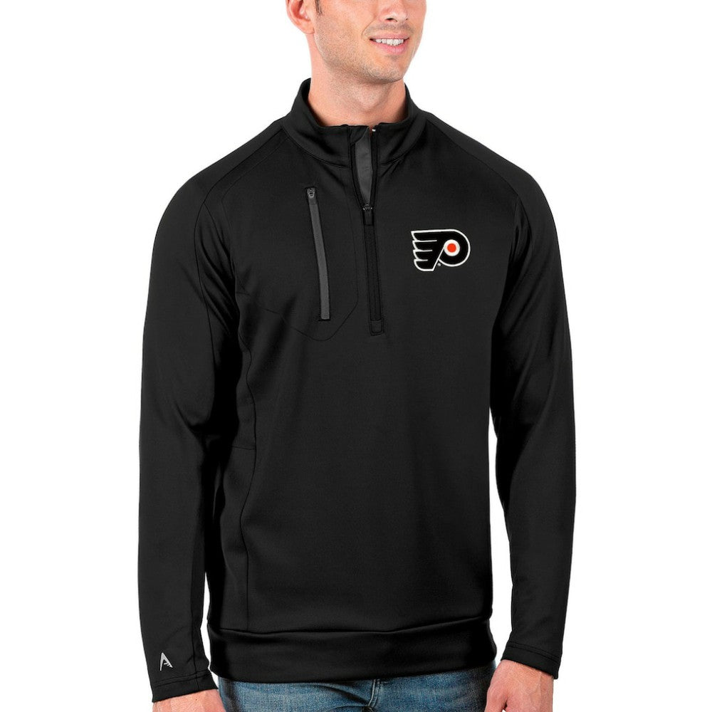 Philadelphia Flyers - Antigua Generation Quarter-Zip Pullover Jacket Black/Charcoal