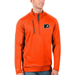 Philadelphia Flyers - Antigua Generation Quarter-Zip Pullover Jacket Orange/Charcoal