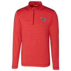 Tennessee Titans Cutter & Buck Holman Stripe Quarter-Zip Pullover Jacket Heather Red - NFL