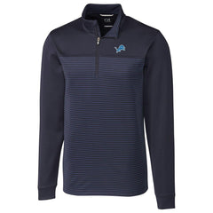 Detroit Lions Cutter & Buck Traverse Stripe Quarter-Zip Pullover Jacket Navy - NFL