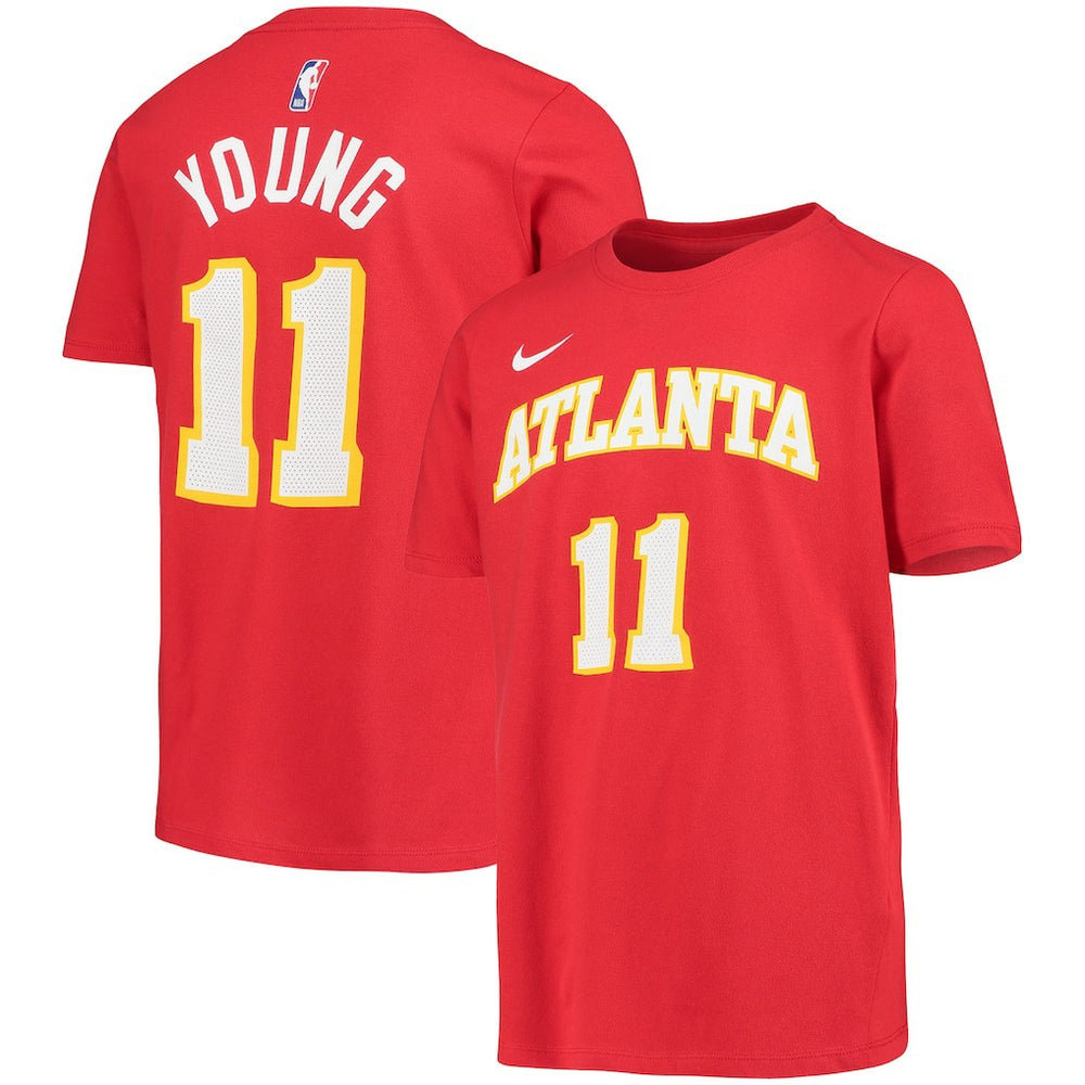 Nike - Trae Young Atlanta Hawks Youth Logo Name & Number Performance T-Shirt - Red