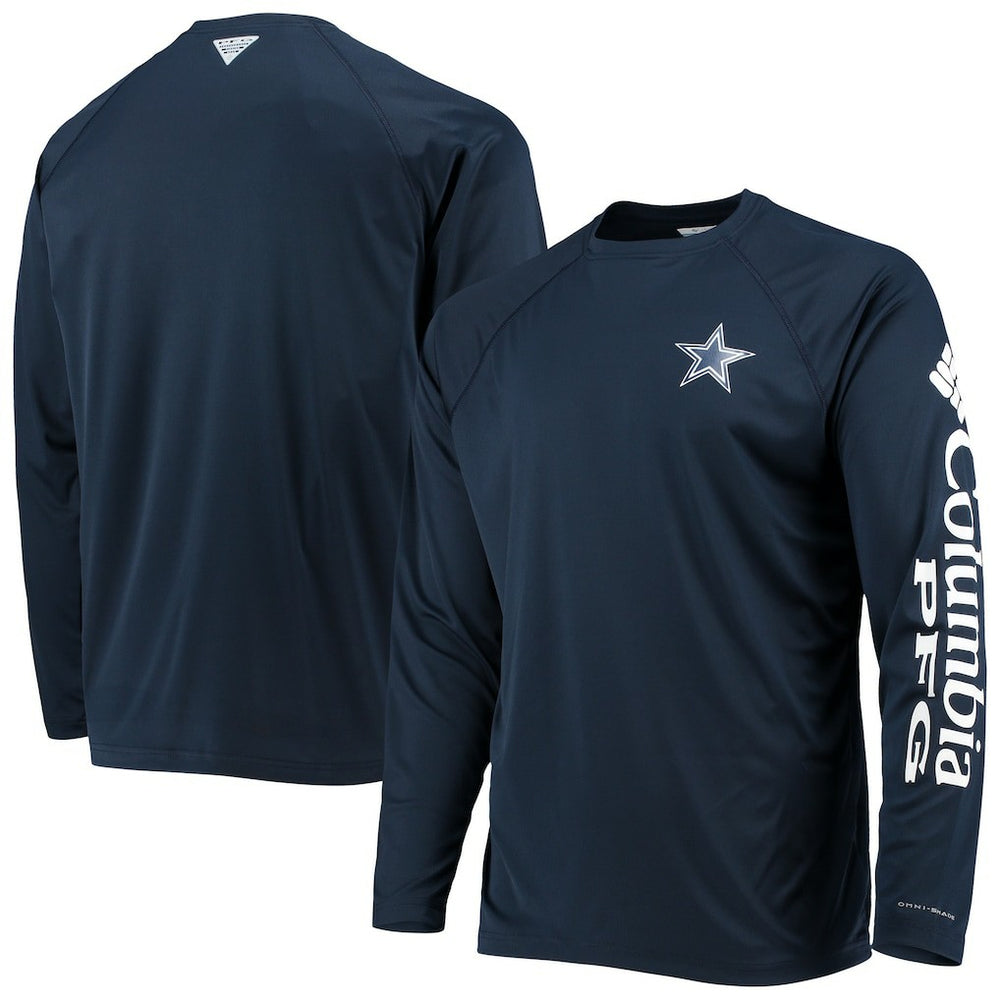Dallas Cowboys Terminal Tackle Omni-Shade Raglan Long Sleeve T-Shirt Navy - Columbia