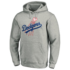 Los Angeles Dodgers Cooperstown Collection Huntington Logo Fitted Pullover Hoodie On Sale