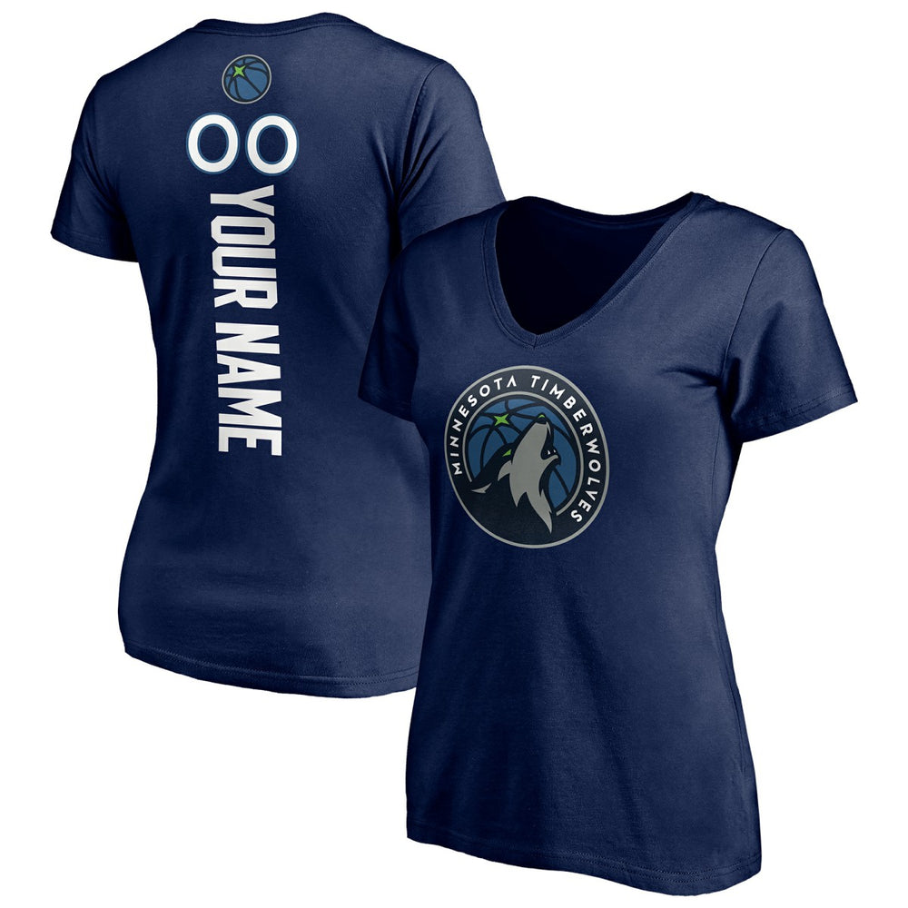 NBA - Minnesota Timberwolves Women's Playmaker Personalized Name & Number V-Neck T-Shirt - Navy