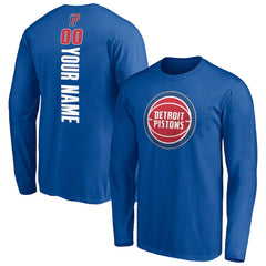 NBA - Detroit Pistons Playmaker Personalized Name & Number Long Sleeve T-Shirt - Blue