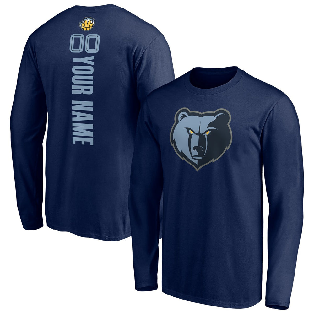 NBA - Memphis Grizzlies Playmaker Personalized Name & Number Long Sleeve T-Shirt - Navy