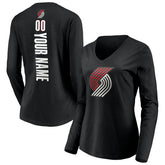NBA - Portland Trail Blazers Women's Playmaker Personalized Name & Number Long Sleeve V-Neck T-Shirt - Black