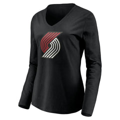 NBA - Portland Trail Blazers Women's Playmaker Personalized Name & Number Long Sleeve V-Neck T-Shirt - Black