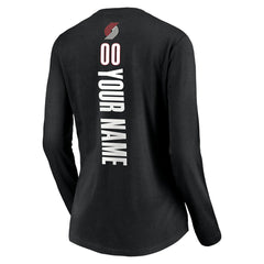 NBA - Portland Trail Blazers Women's Playmaker Personalized Name & Number Long Sleeve V-Neck T-Shirt - Black