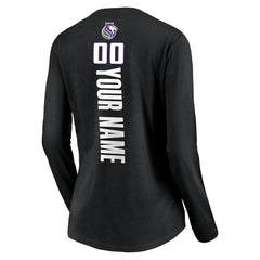 NBA - Sacramento Kings Women's Playmaker Personalized Name & Number Long Sleeve V-Neck T-Shirt - Black