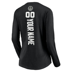 NBA - San Antonio Spurs Women's Playmaker Personalized Name & Number Long Sleeve V-Neck T-Shirt - Black