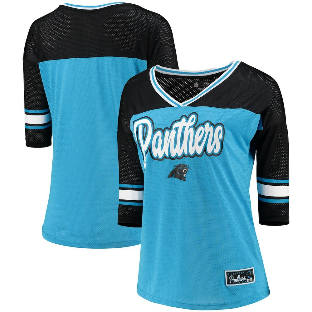 Carolina Panthers 5th & Ocean by New Era Women's Mesh Long Sleeve T-Shirt Blue - NFL