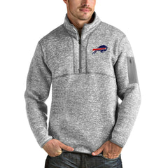 Buffalo Bills Antigua Team Logo Fortune Quarter-Zip Pullover Jacket Heather Gray - NFL