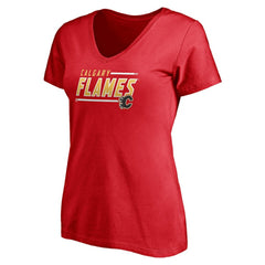 Calgary Flames - Fanatics Women's Plus Size Mascot In Bounds V-Neck T-Shirt Red