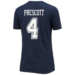 Dak Prescott Dallas Cowboys Women's Player Icon Name & Number V-Neck T-Shirt Navy - Fanatics