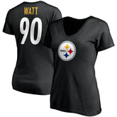 T.J. Watt Pittsburgh Steelers Women's Player Icon Name & Number V-Neck T-Shirt Black - Fanatics