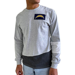 Los Angeles Chargers Refried Apparel Sustainable Angle Long Sleeve T-Shirt Gray - NFL