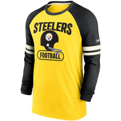 Pittsburgh Steelers Throwback Raglan Long Sleeve T-Shirt Gold/Black - Nike