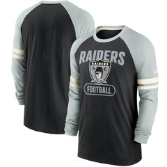 Las Vegas Raiders Throwback Raglan Long Sleeve T-Shirt Black/Silver - Nike