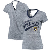 Milwaukee Brewers Touch Women's Hail Mary V-Neck Back Wrap T-Shirt Near Me