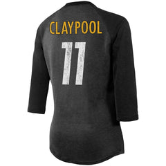 Chase Claypool Pittsburgh Steelers Women's Team Player Name & Number Tri-Blend Raglan 3/4-Sleeve T-Shirt Black - Fanatics