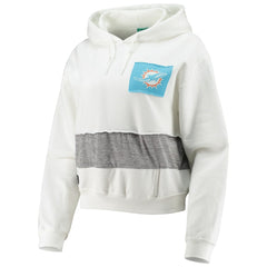 Miami Dolphins Refried Apparel Women's Sustainable Crop Dolman Pullover Hoodie White - NFL
