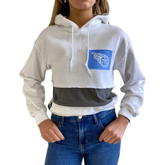 Tennessee Titans Refried Apparel Women's Sustainable Crop Dolman Pullover Hoodie White - NFL